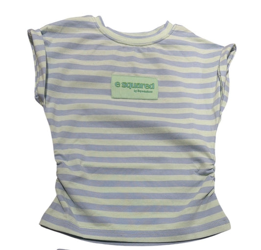 E Squared Striped Cap Sleeve Top - Blue Lagoon