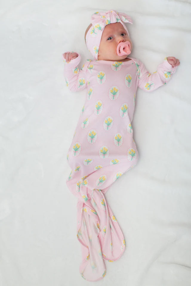 Goosies Knotted Gown - Fancy Tulips - NB