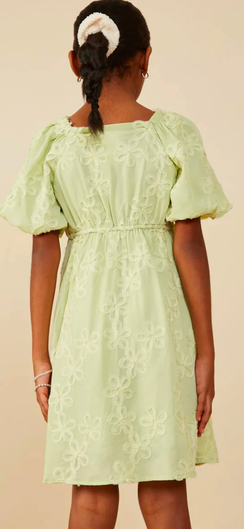 Hayden Girl Sage Flower Power Puff Sleeve Dress