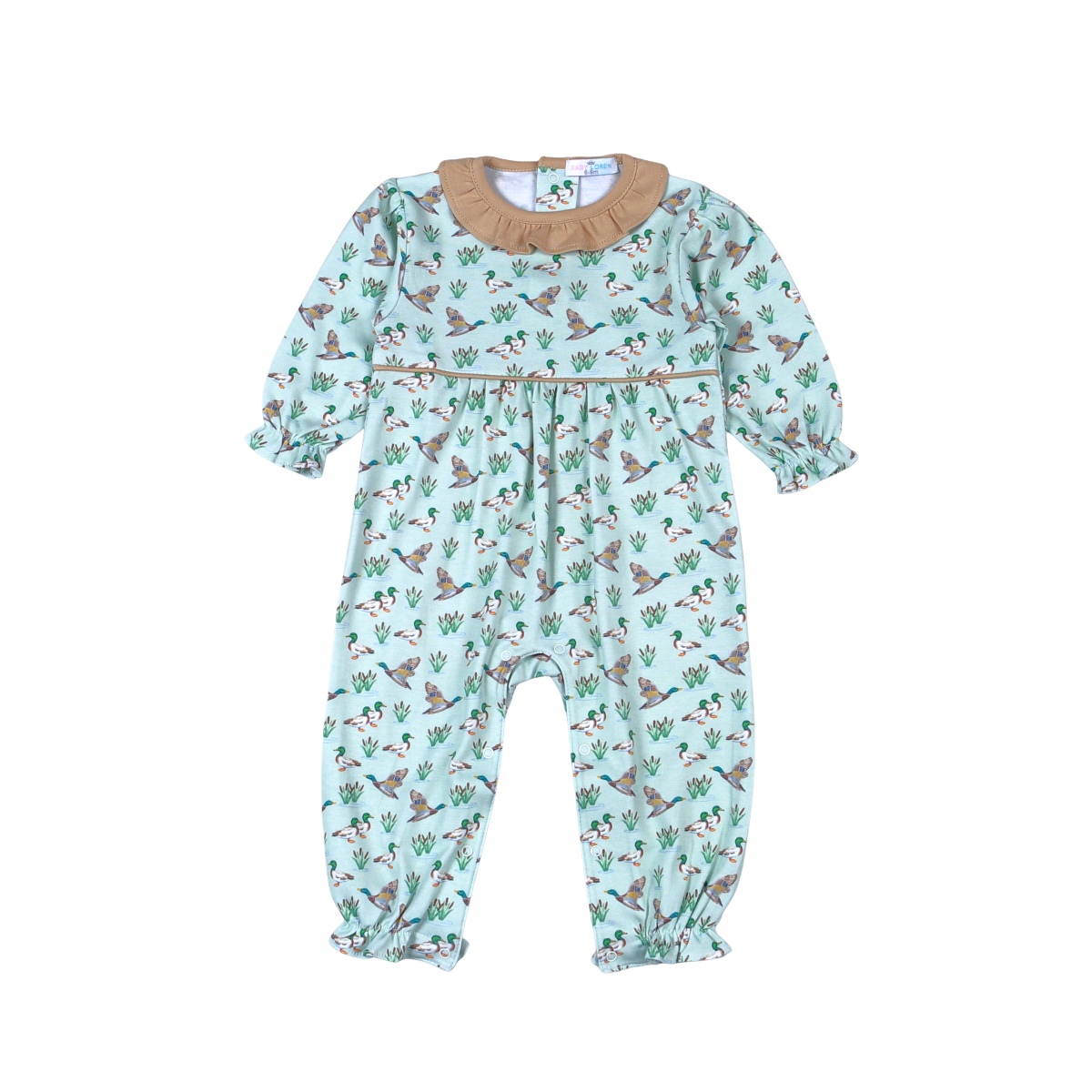 Baby Loren Mallard Ducks Pima Scallop Collar Romper