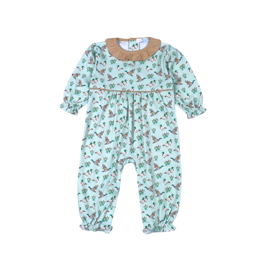 Baby Loren Mallard Ducks Pima Scallop Collar Romper