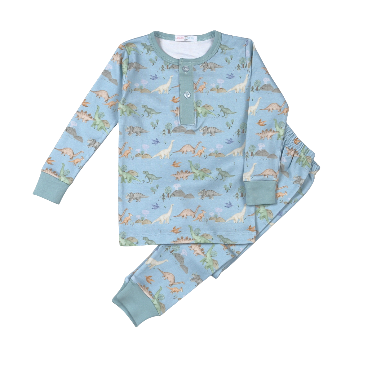 Baby Loren Dino Friends Pima Two Pc Loungewear
