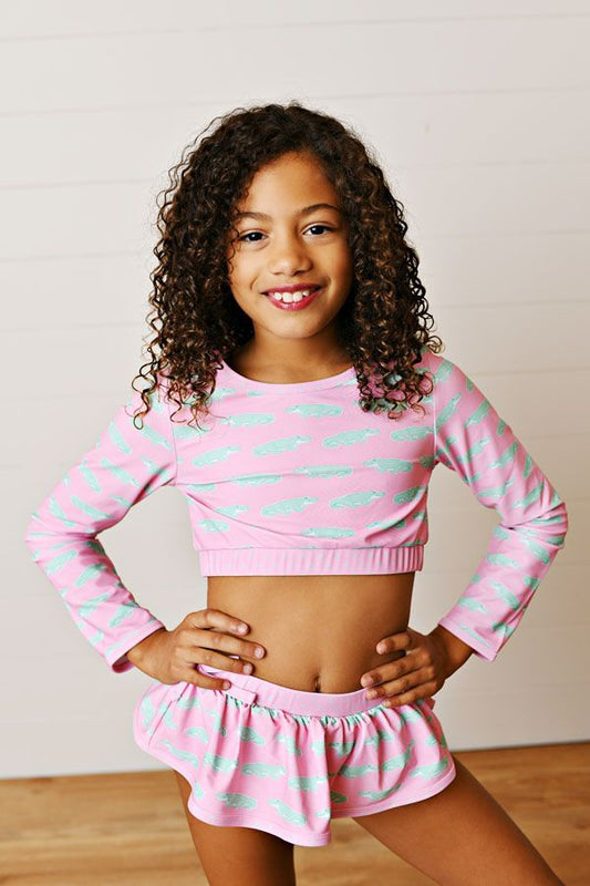 Swoon Baby Pink/Green Alligator 2 Pc Swim Suit