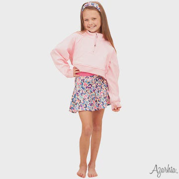 Azarhia Oversized Cropped 1/4 Zip Sweatshirt Pink