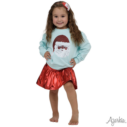 Seafoam Holly Sequin Santa Claus Sweater