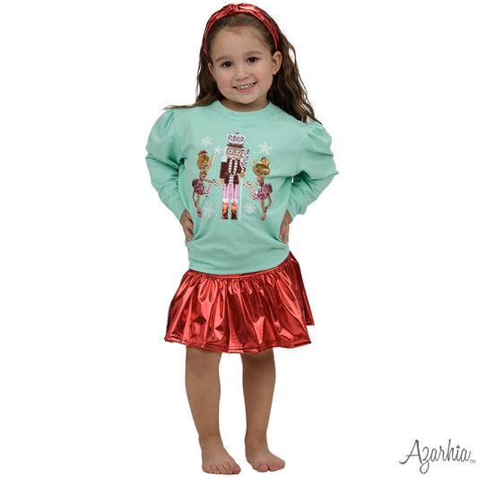 Holly Dark Mint Sweatshirt Sequin Nutcracker Ballerinas