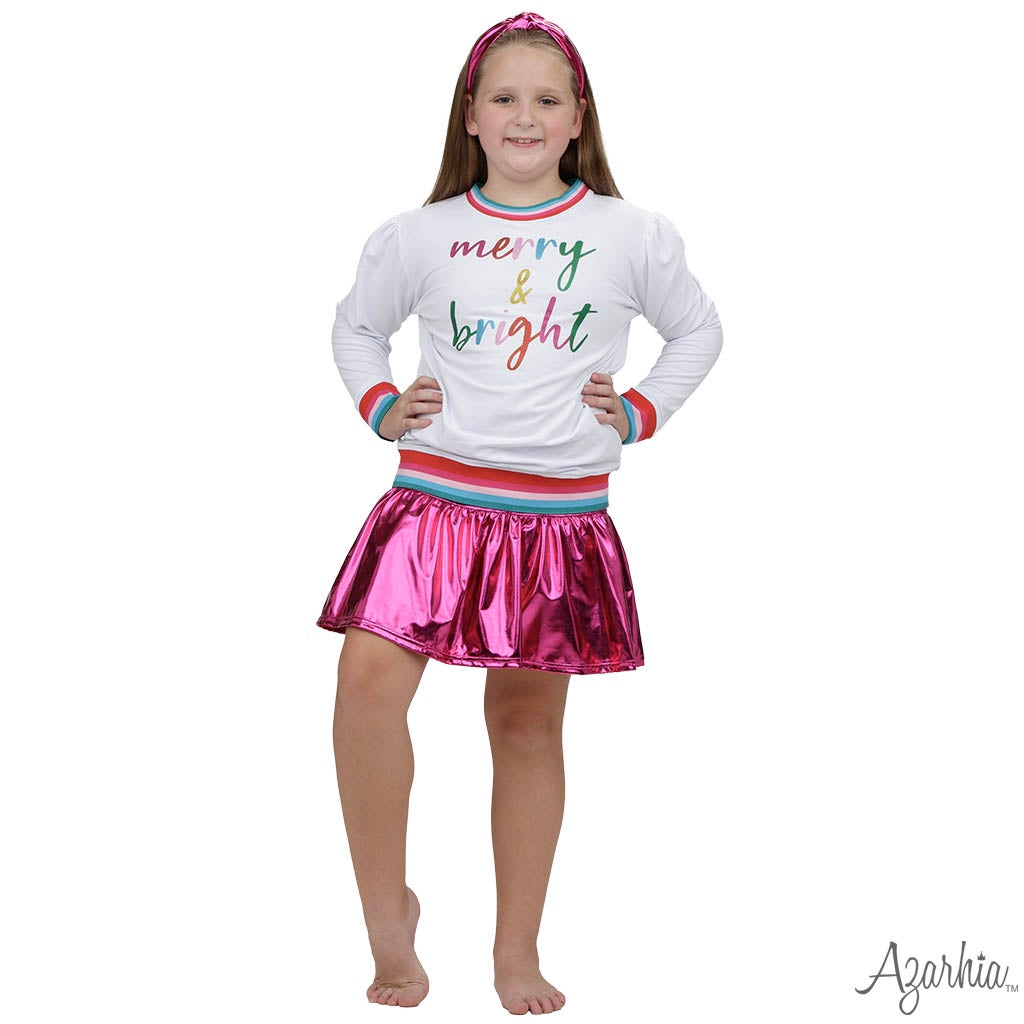 Slick Metallic Gathered Skort Hot Pink