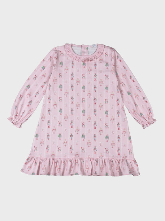 Baby Loren Pink Nutcracker Pima Scallop Collar Dress