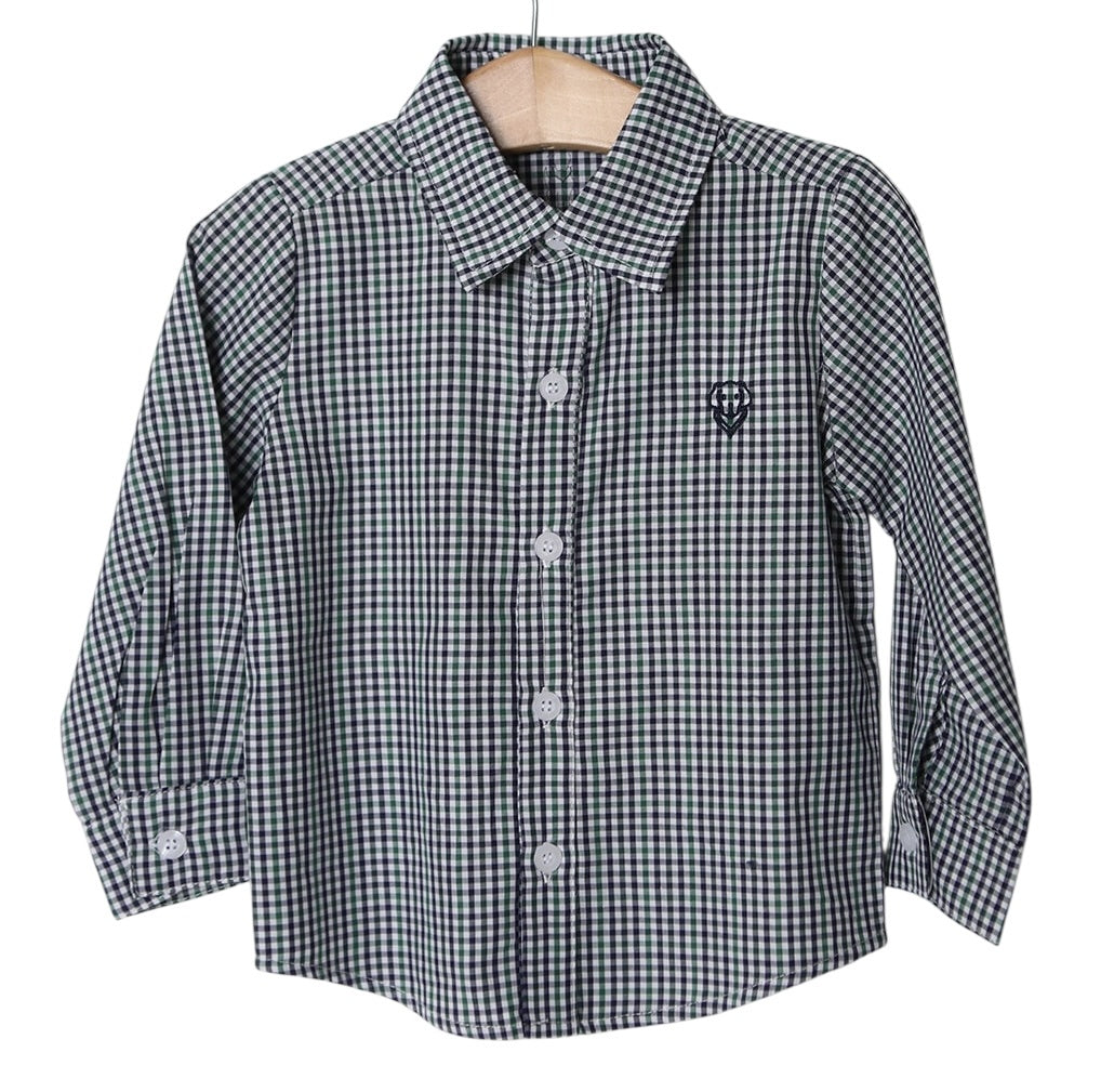 Millie Jay Button Down LS Shirt - Navy/Green