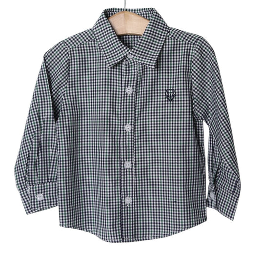 Millie Jay Button Down LS Shirt - Navy/Green