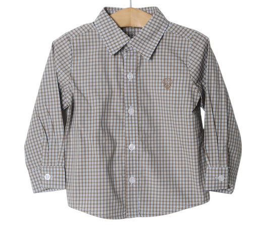 Millie Jay LS Button Down Shirt - Blue/Brown Check