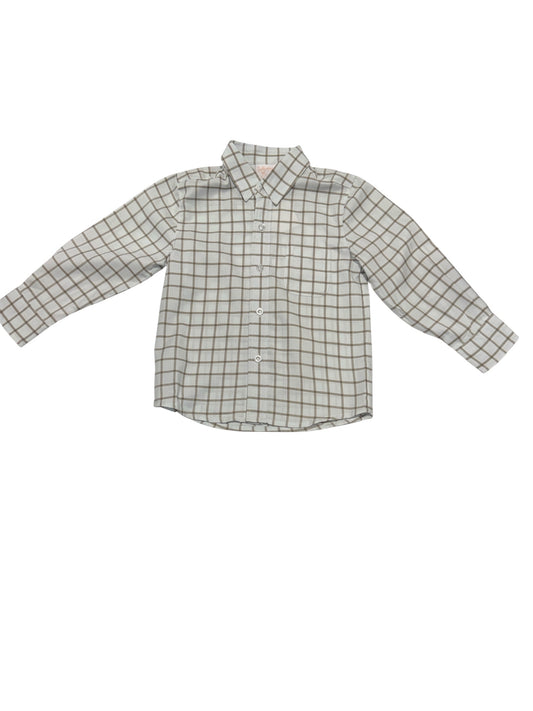 Whimsy Bay Kids Tan Plaid LS Button Down