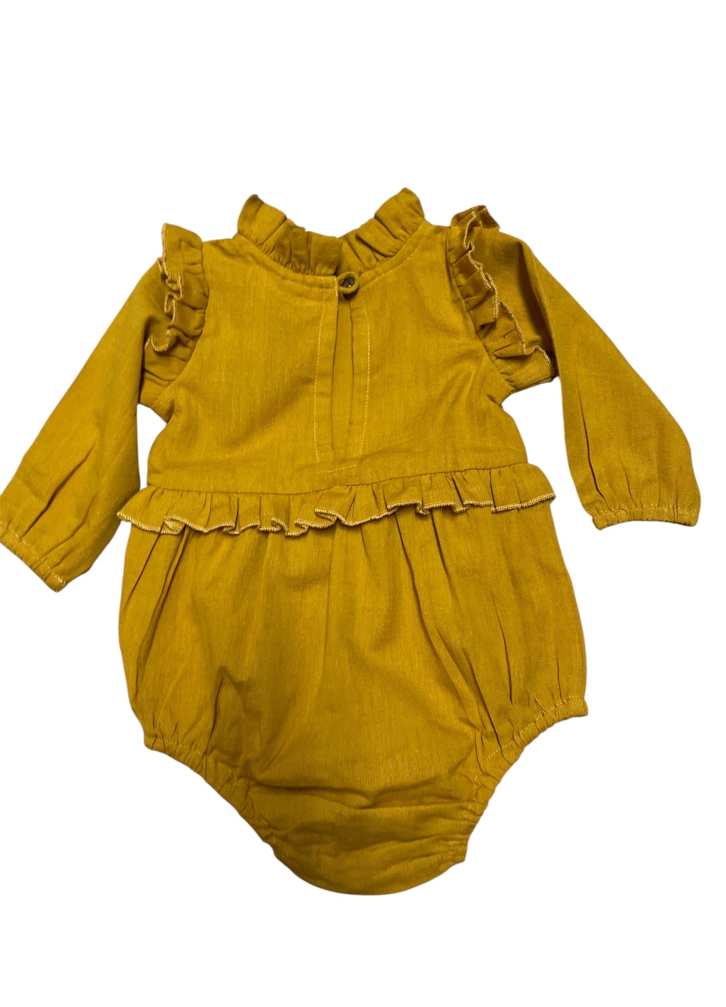 YO Baby Cotton Woven Romper - Mustard