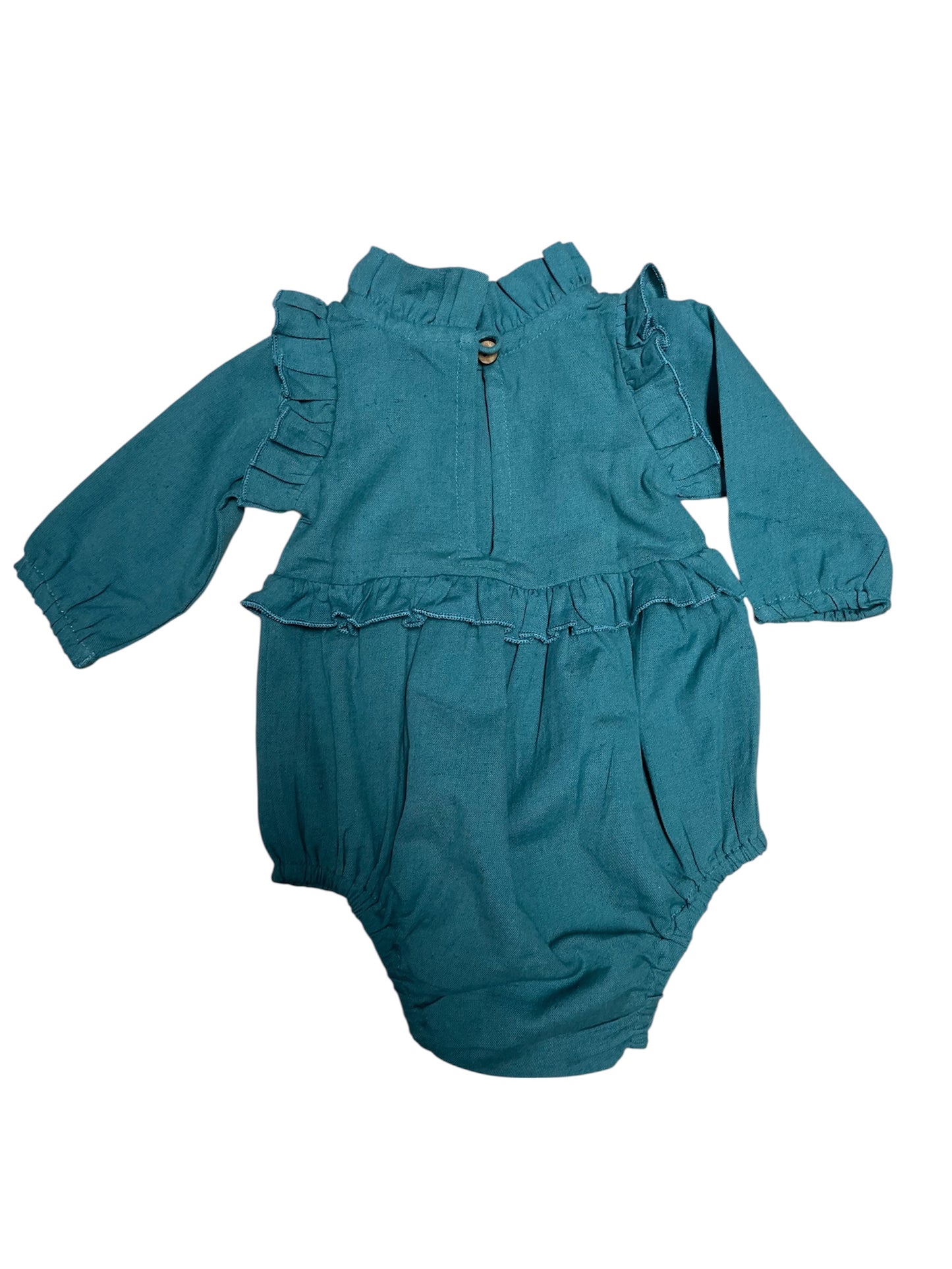 Yo Baby Cotton Woven L/S Romper Hunter