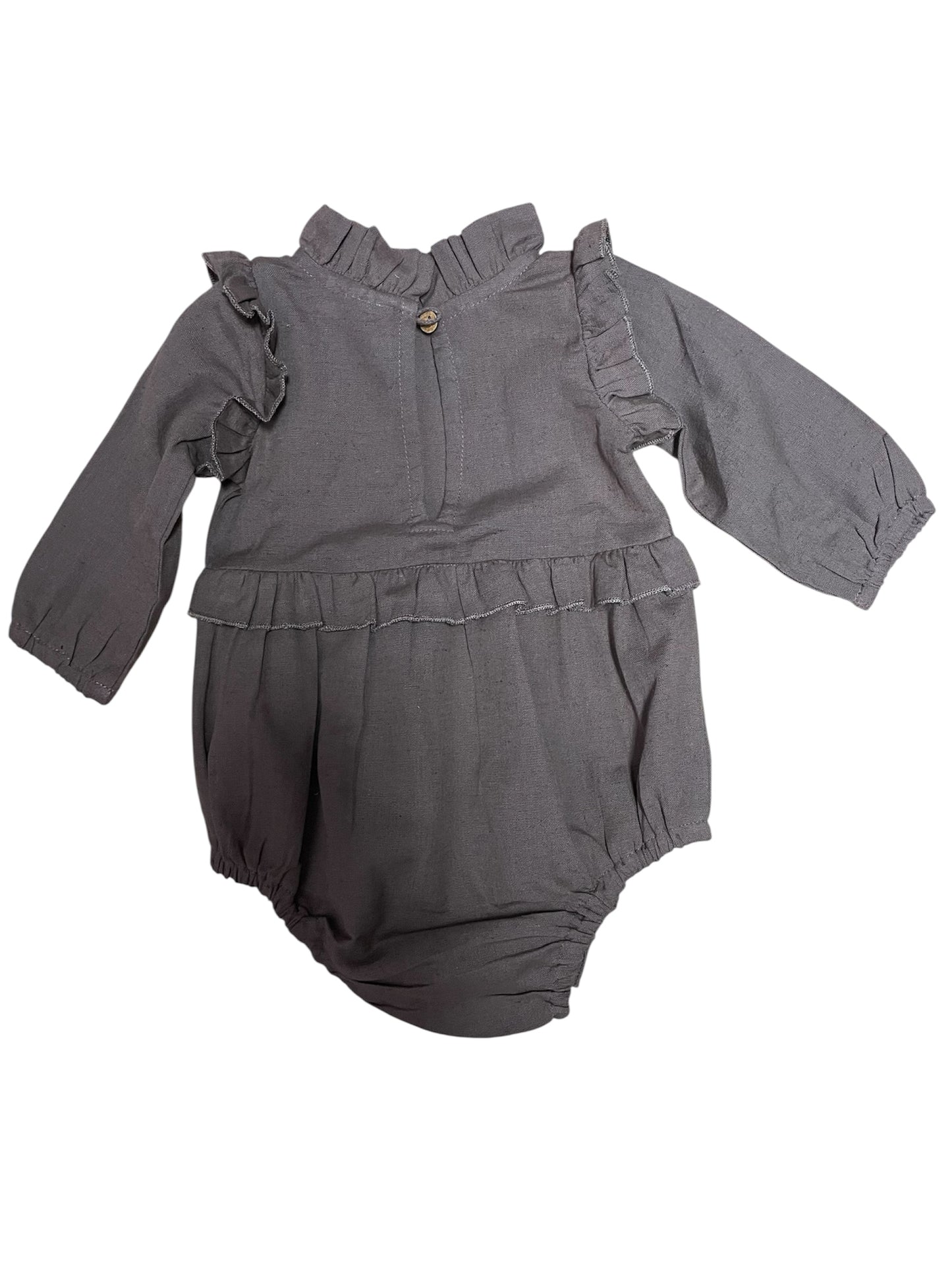 Yo Baby Cotton Woven Romper - Brown
