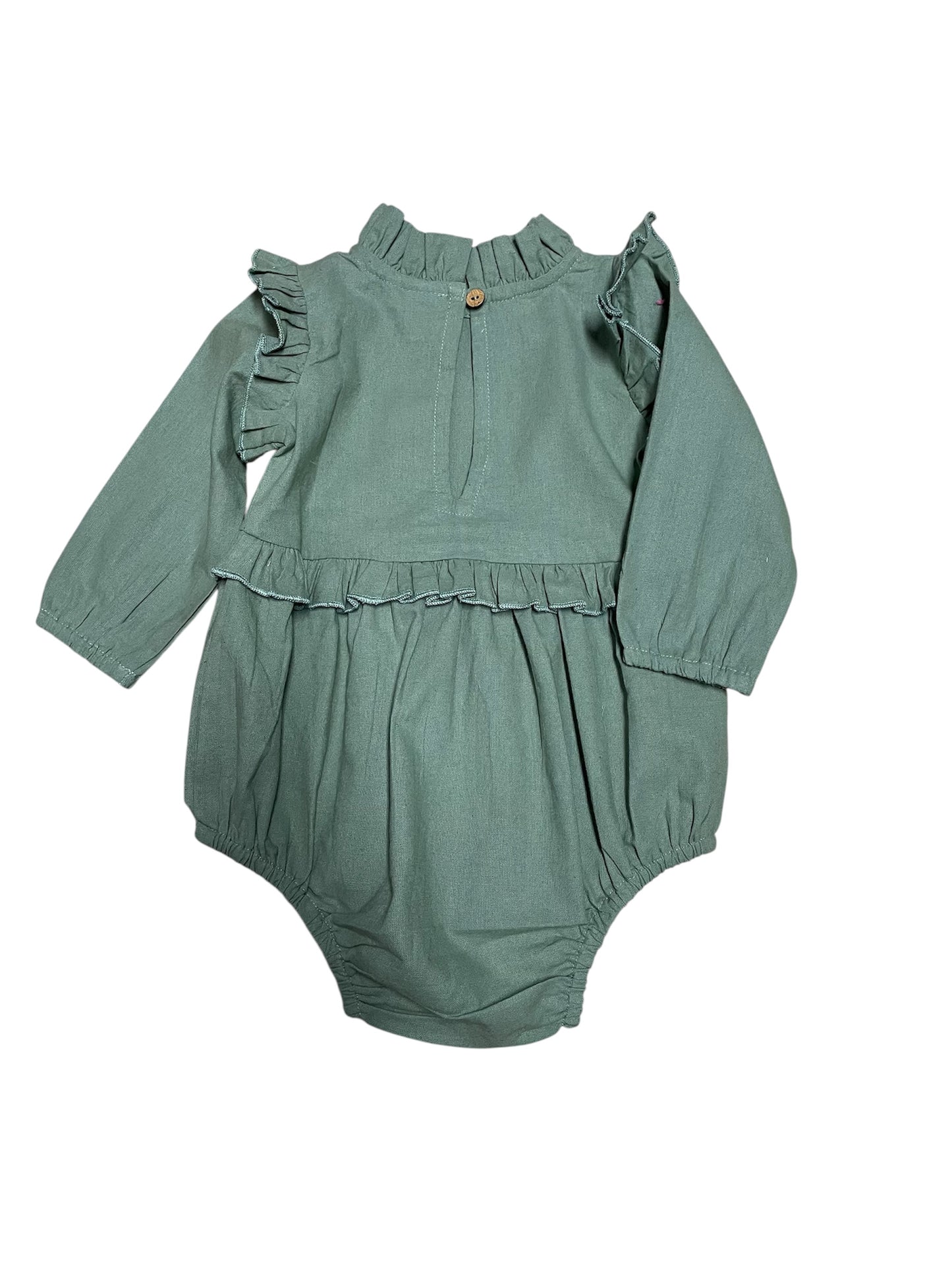 Yo Baby Cotton Woven Romper -  Sage