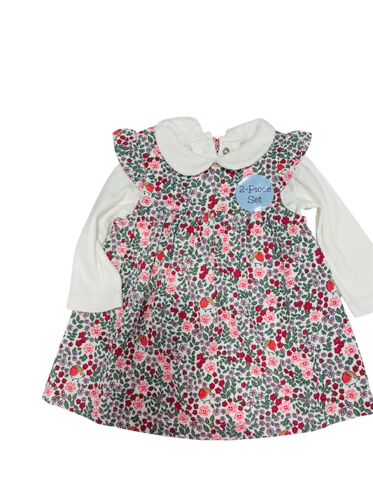 JoJo Maman BeBe Floral 2 Piece Corduroy Dress