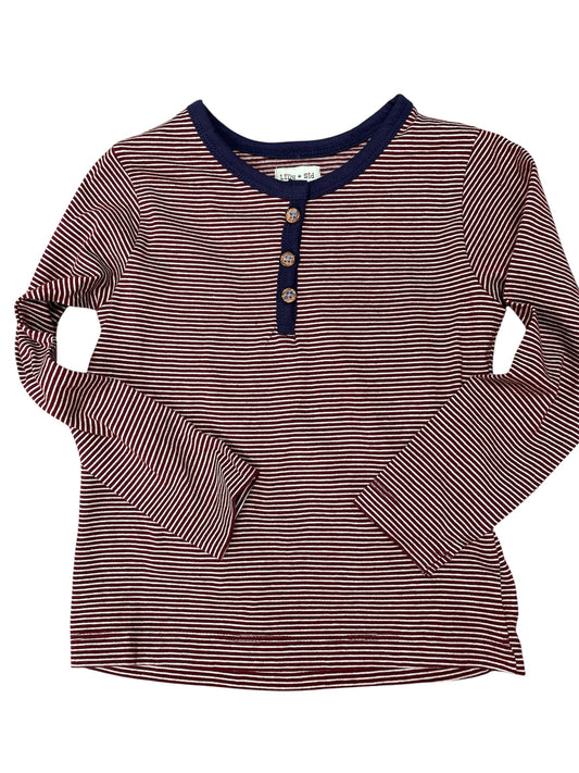 Lilly + Sid Maroon Striped L/S Henley