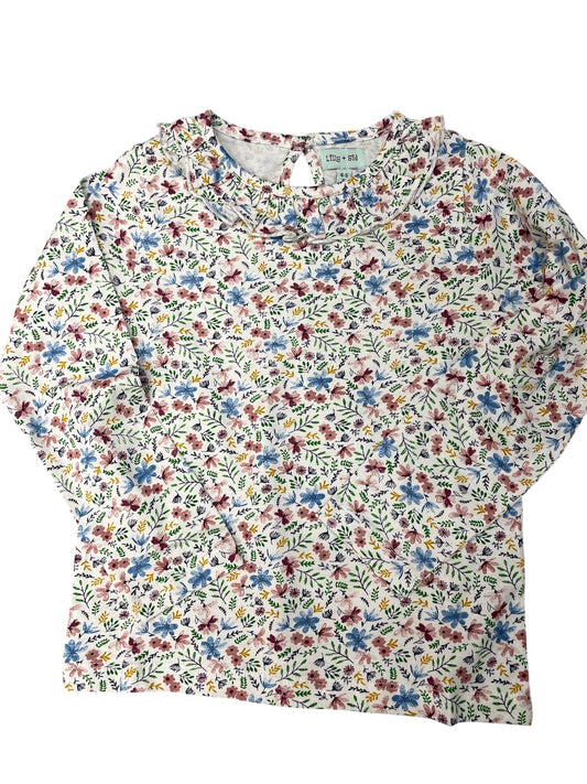 Lilly + Sid Floral Ruffle Neck L/S Shirt