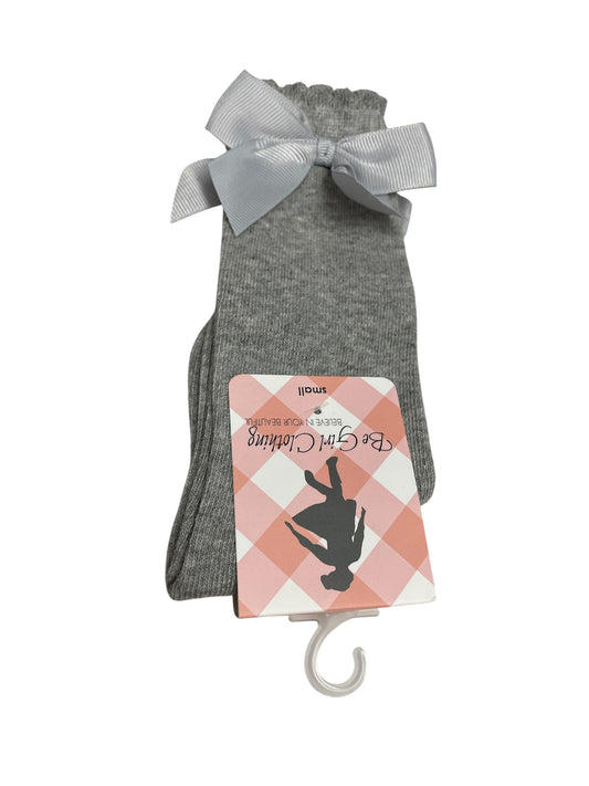 Be Girl Bow Happy Knee Socks Grey