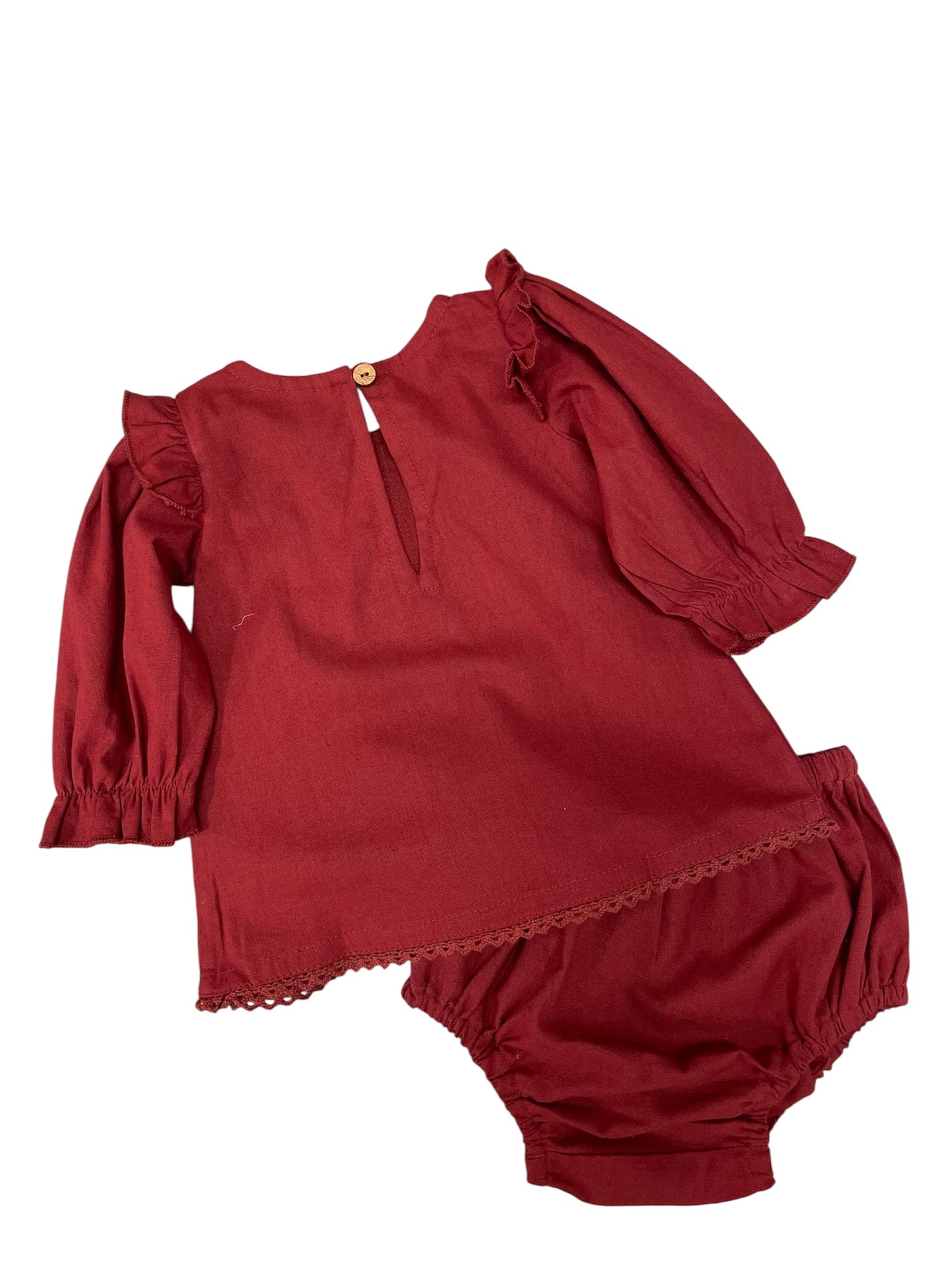 Yo Baby Ruffle Shoulder 2 pc Cranberry Dress