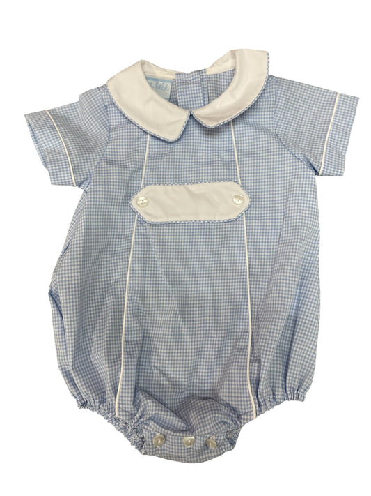 Petit Bebe Lt Blue Gingham Short Bubble