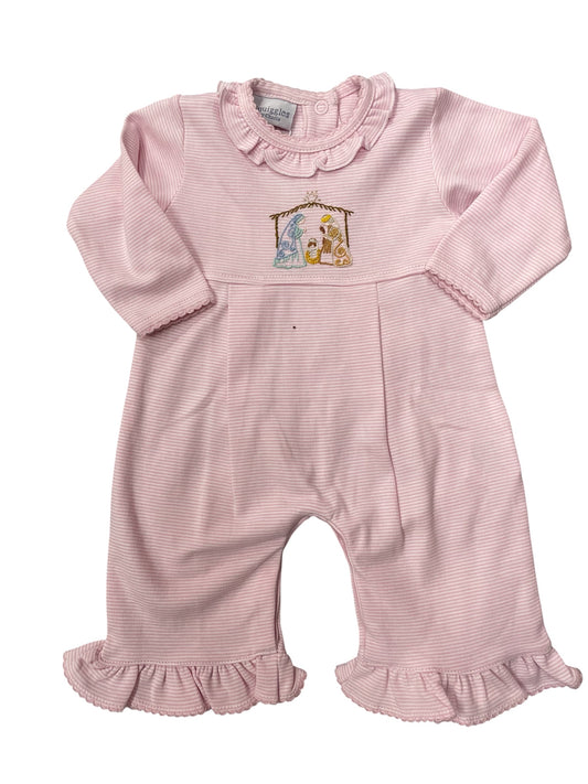 Squiggles Silent Night Ruffled Pink Onesie