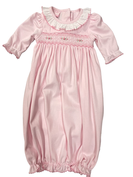 Petit Bebe Smocked Ruffled Gown - 0/3M