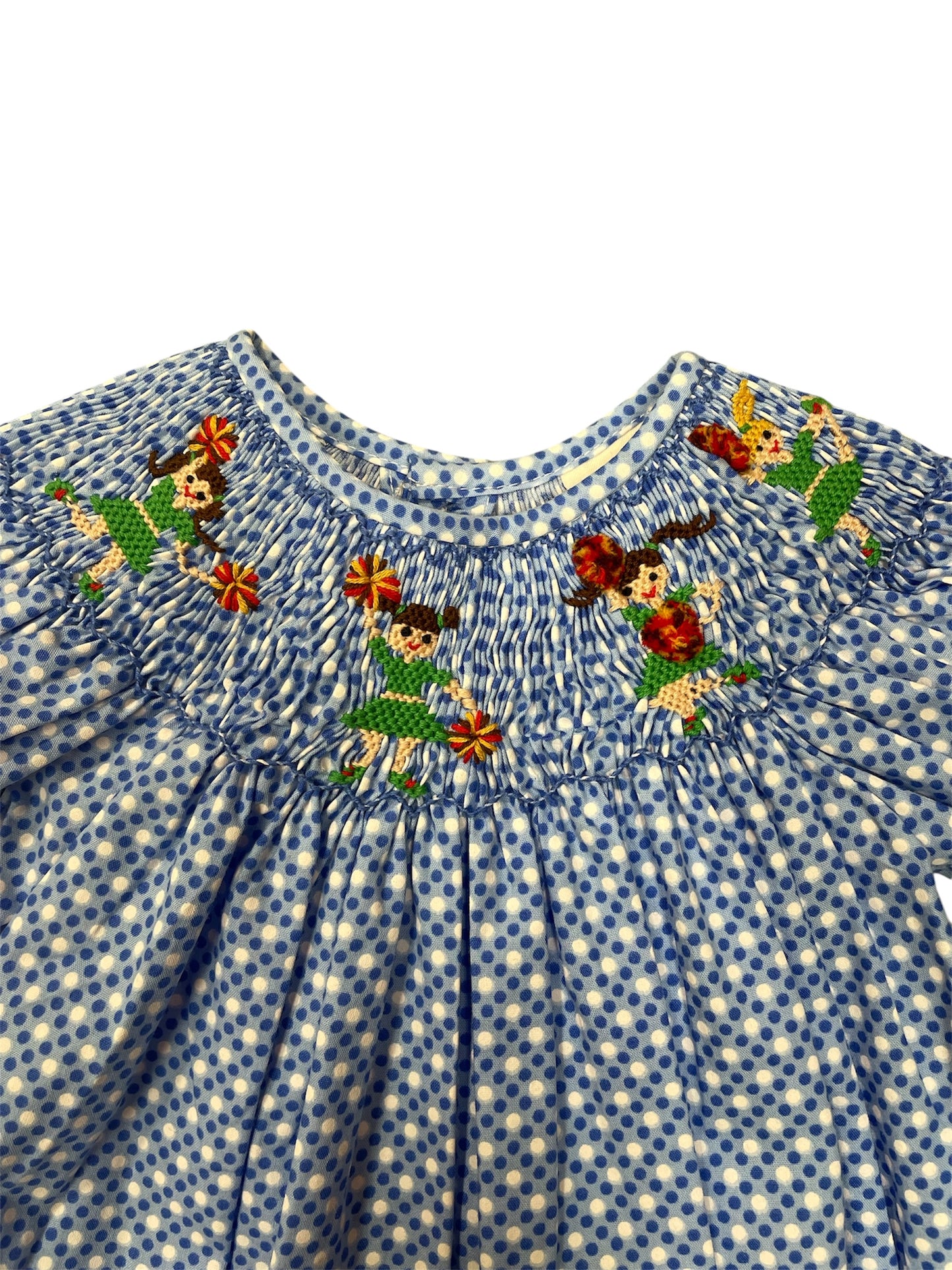 Mom & Me Blue Dot Smocked Cheer Romper