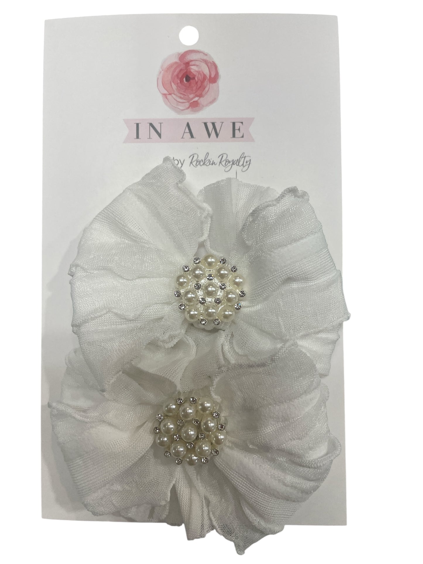 Ruffled Clip Set w/Pearl Embellishment