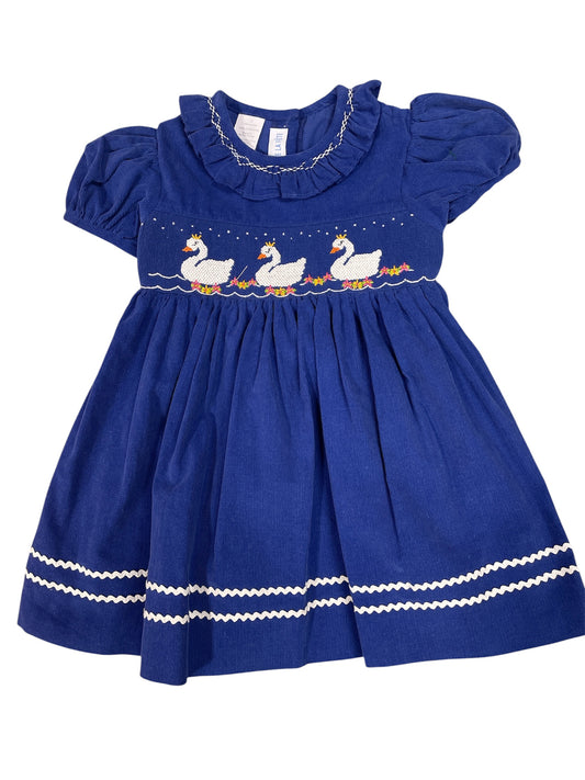 Vive La Fete Corduroy Smocked Swan Dress