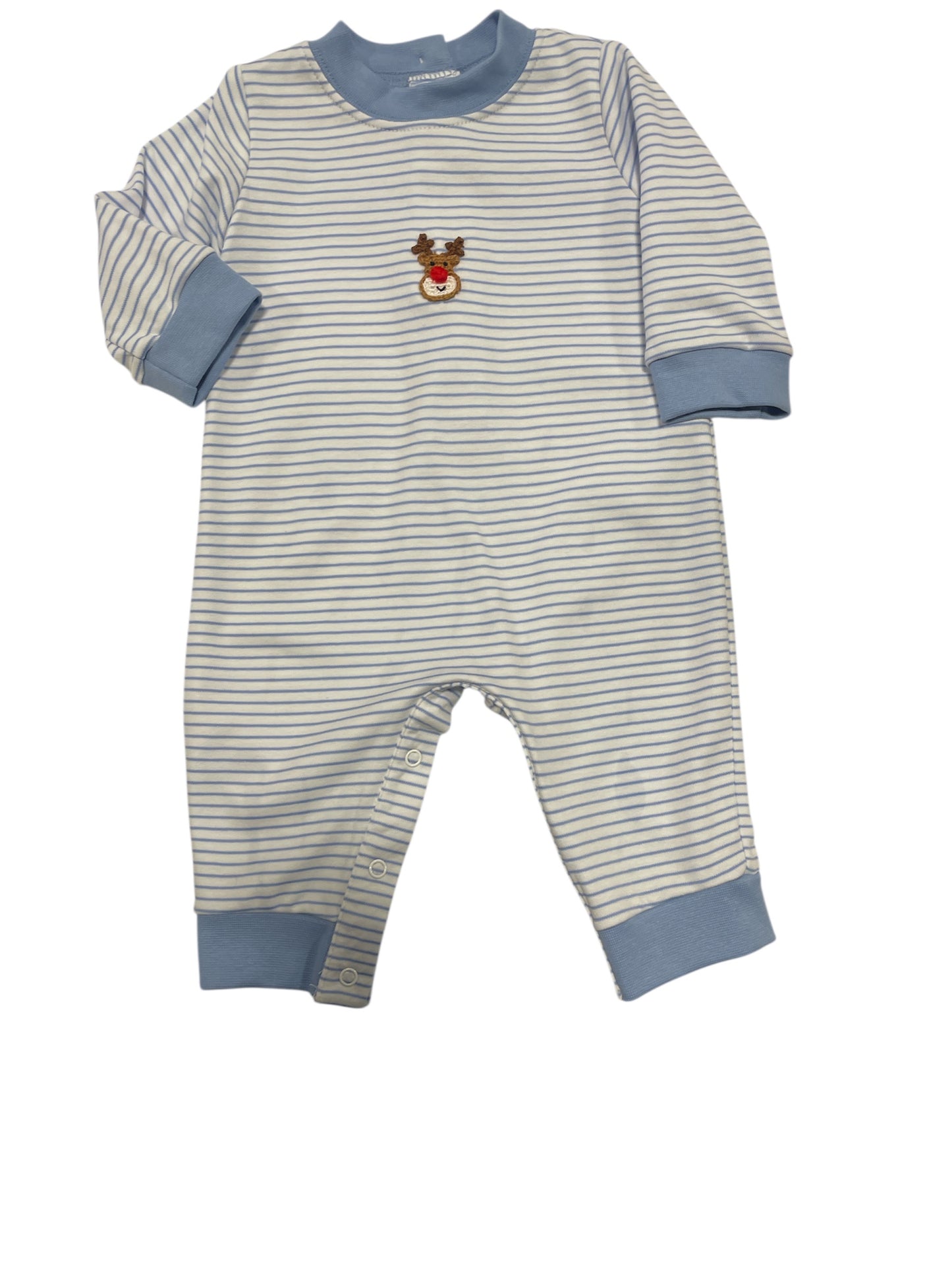 Petit Bebe Rudolph Boys Blue Stripe Romper