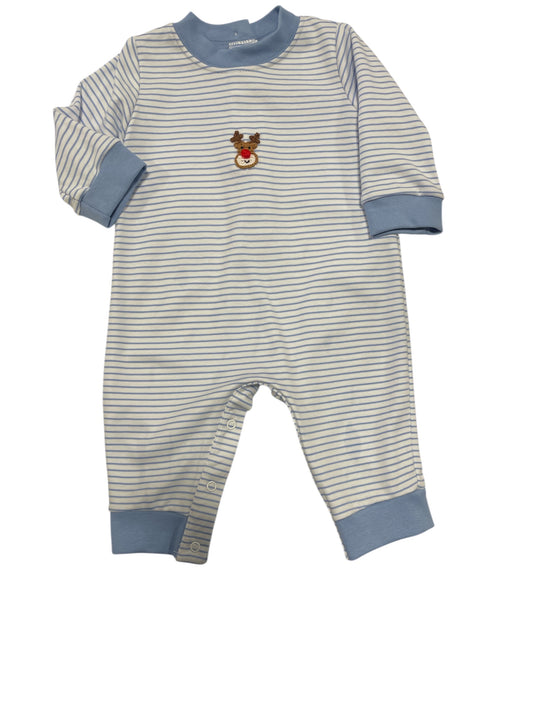 Petit Bebe Rudolph Boys Blue Stripe Romper