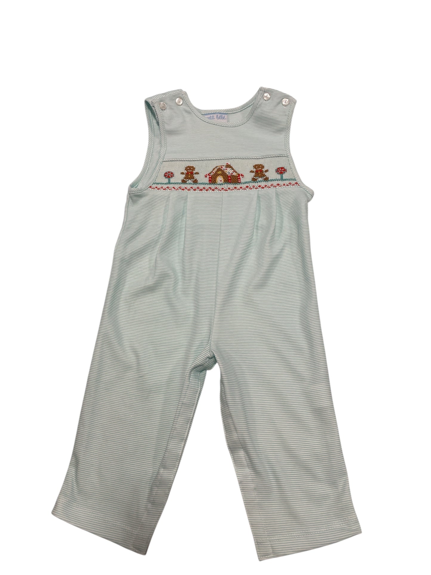Petit Bebe Gingerbread House Aqua Knit Boys Long Jon Jon