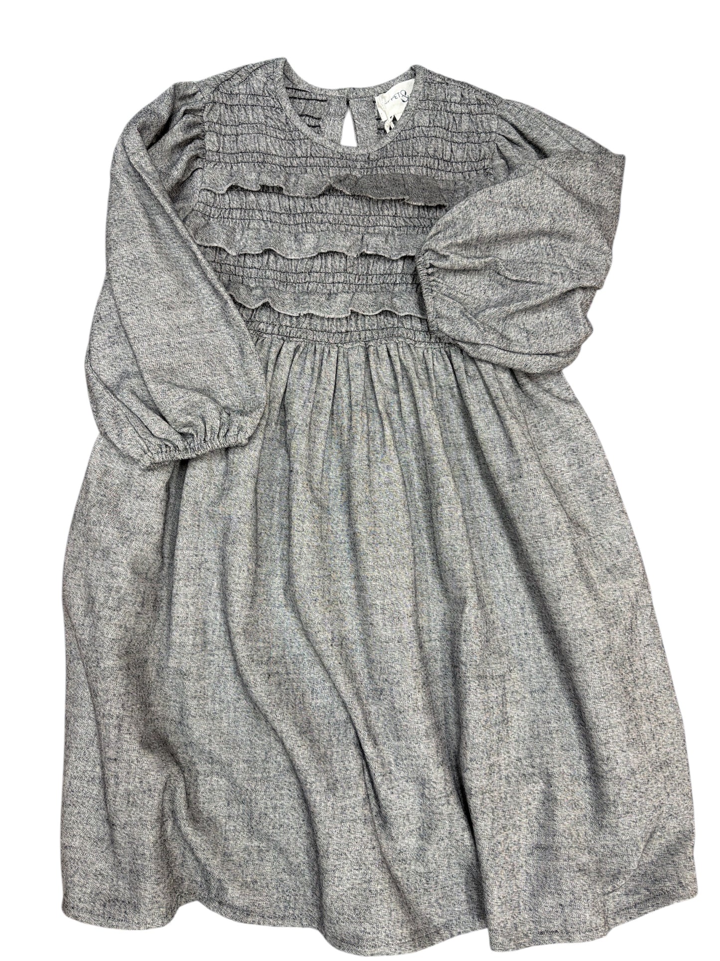 Poppet & Fox Ruffled Elastic Bodice Grey Dress