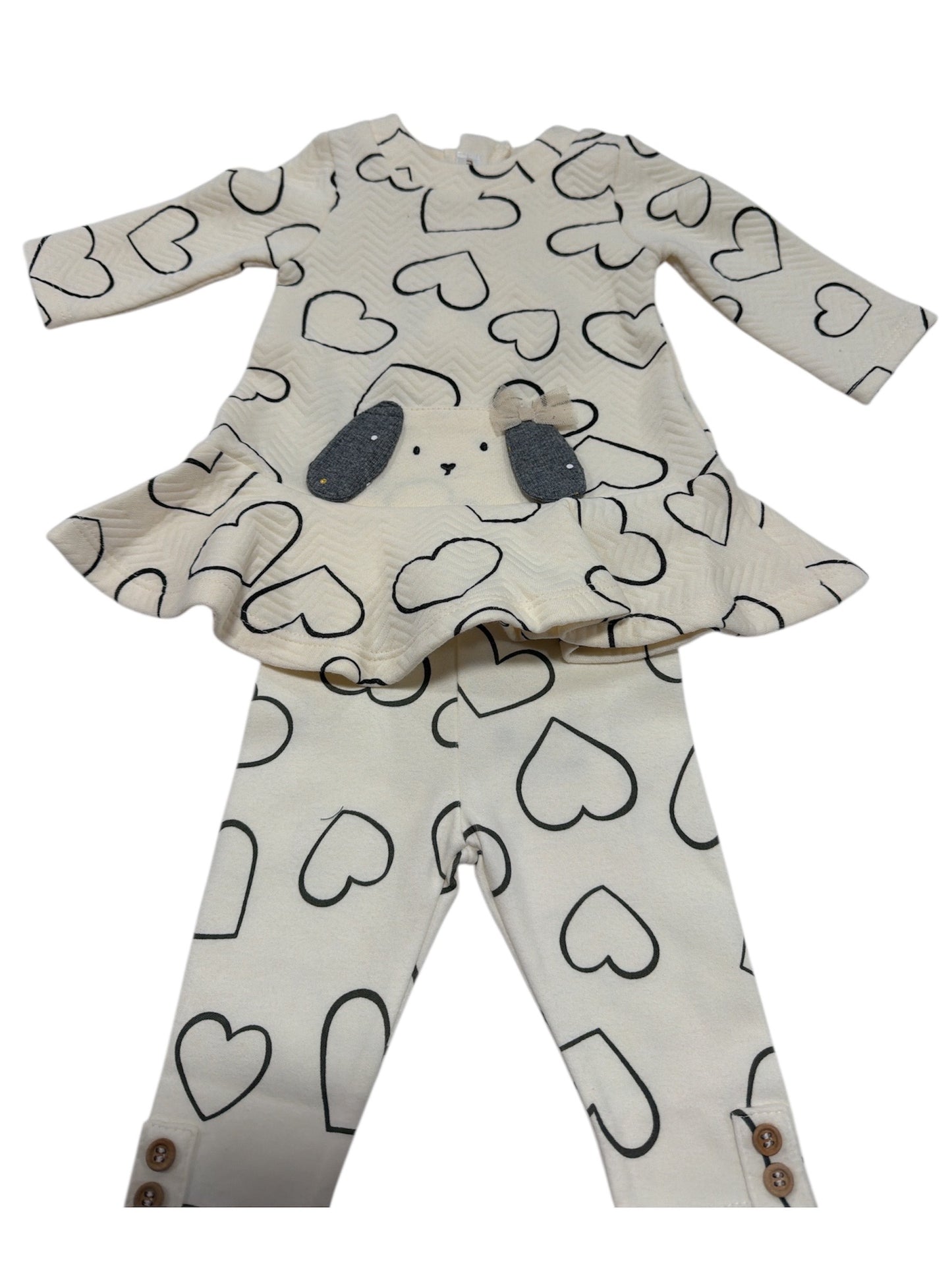 Mayoral 2 pc heart pant set - Cream