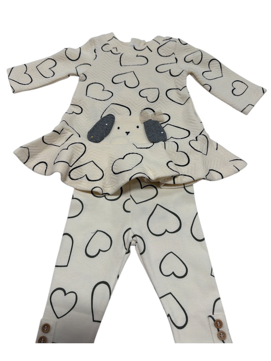 Mayoral 2 pc heart pant set - Cream