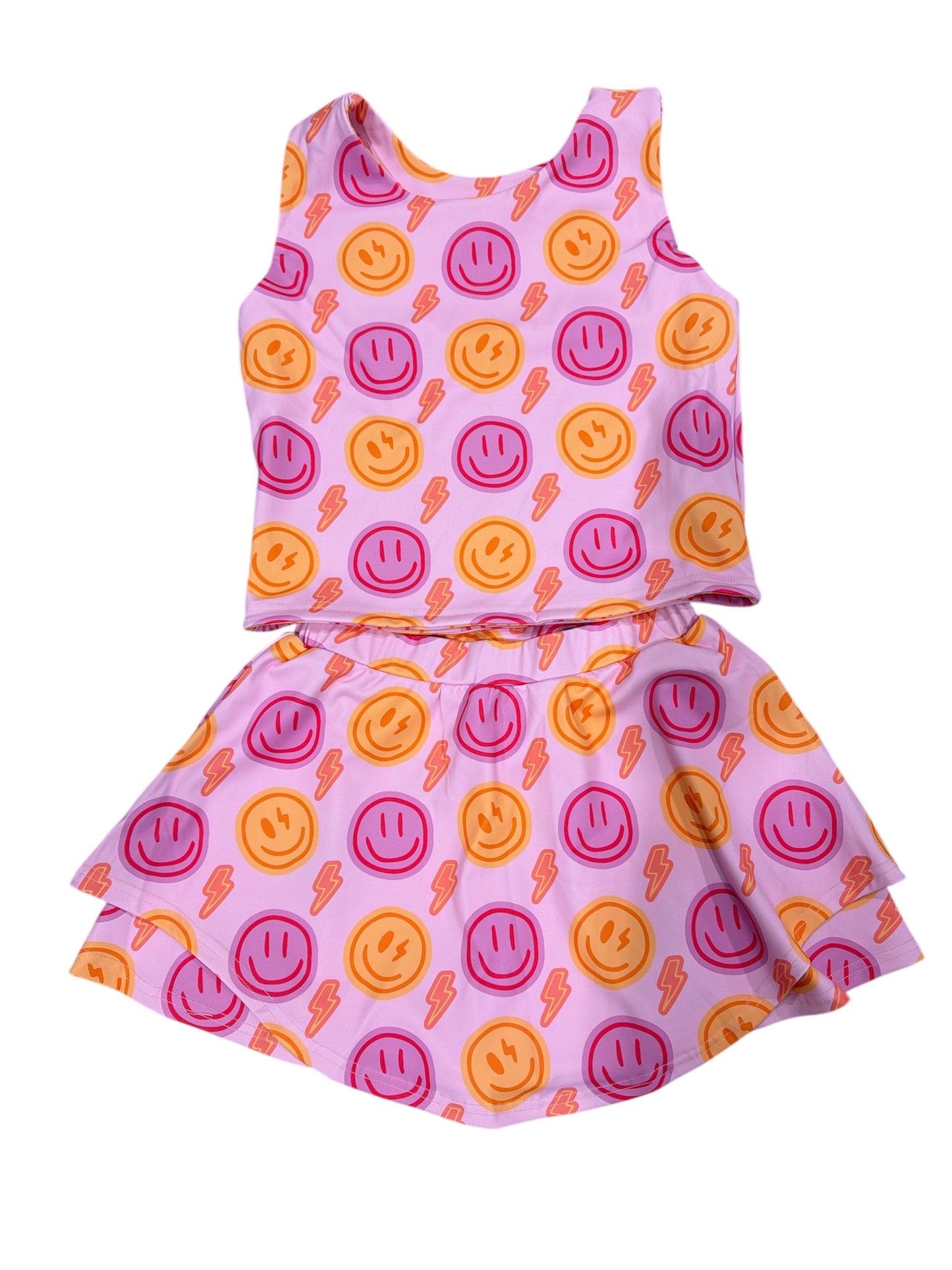 Blended Spirit Printed Smiley's Athletic Skirt Set