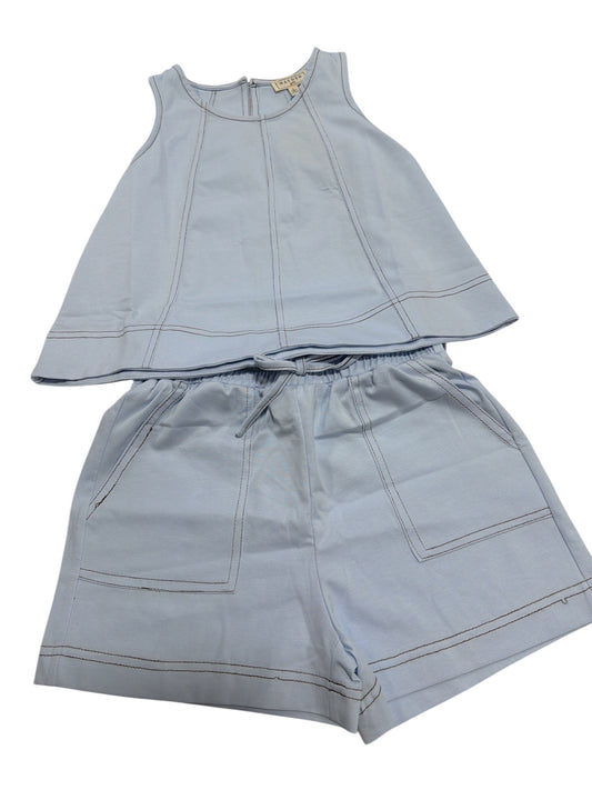 Hayden Girls Contrast Stitched Knit Short Set - Lt Blue