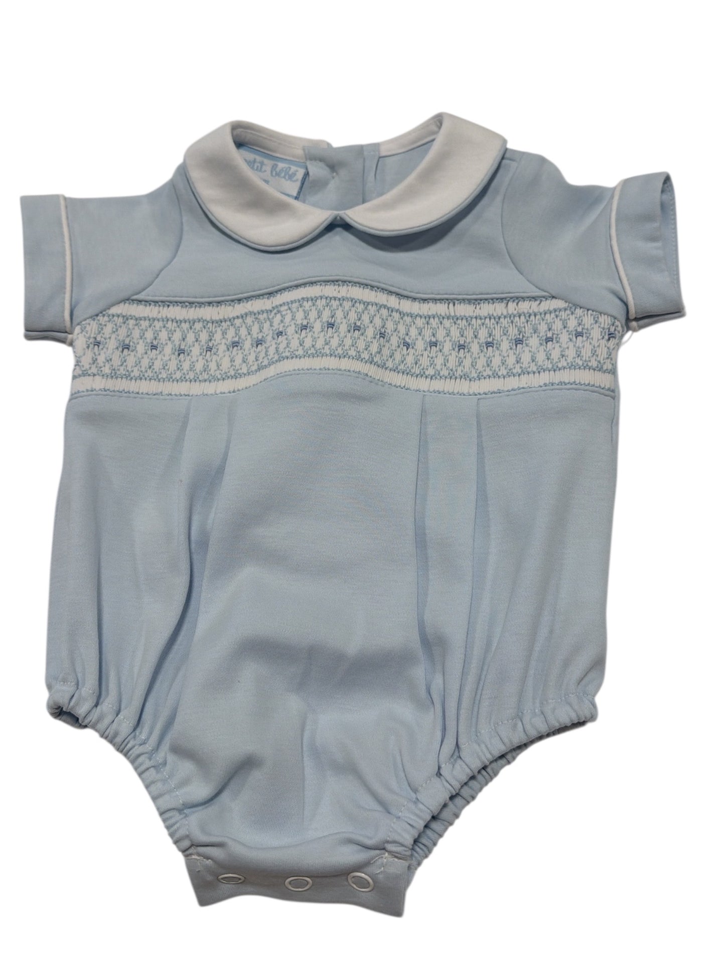 Petit Bebe Carter Lt Blue Knit Boy's Bubble