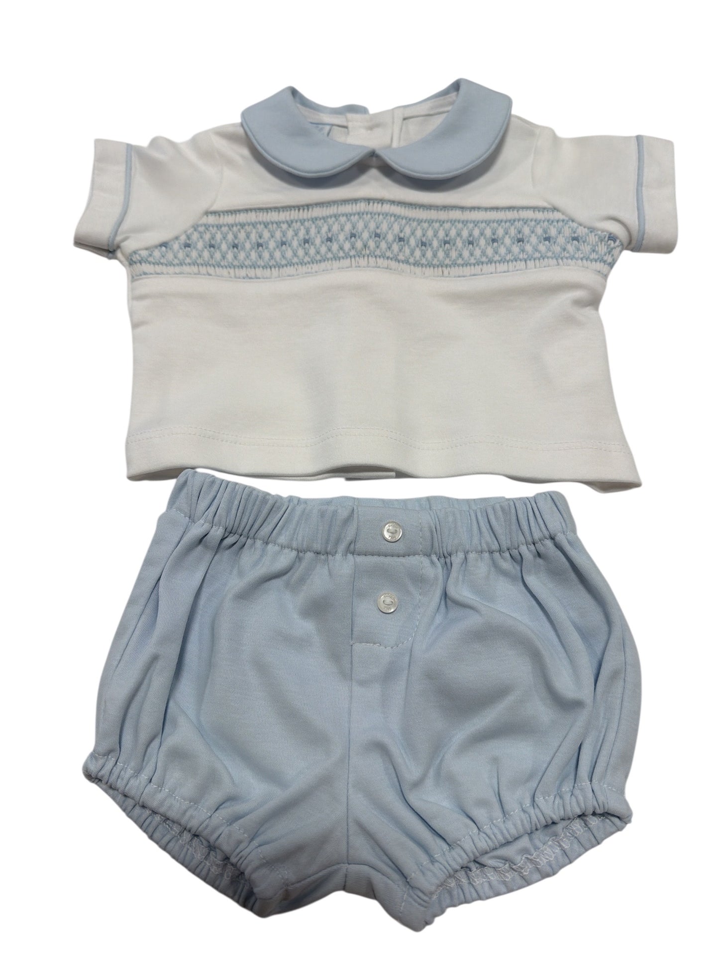 Petit Bebe Lt Blue Carter Knit Boys Diaper Set