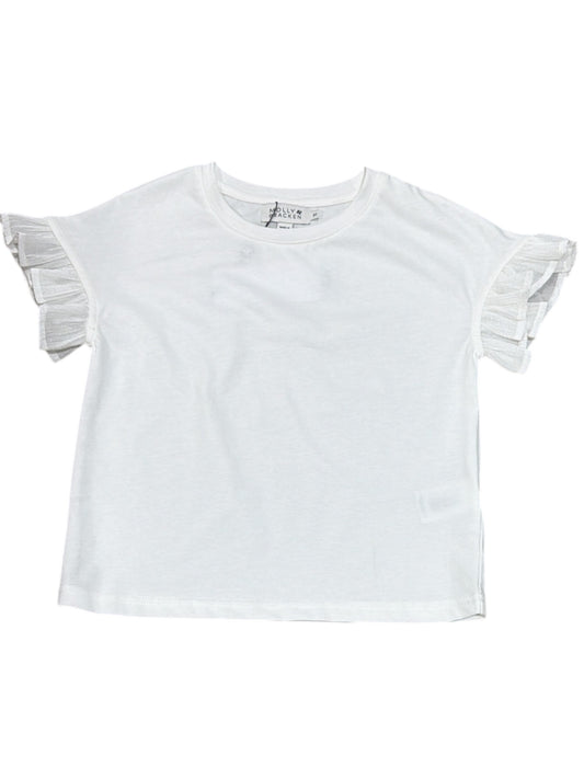 Molly Brecken Flutter Sleeve White Tee