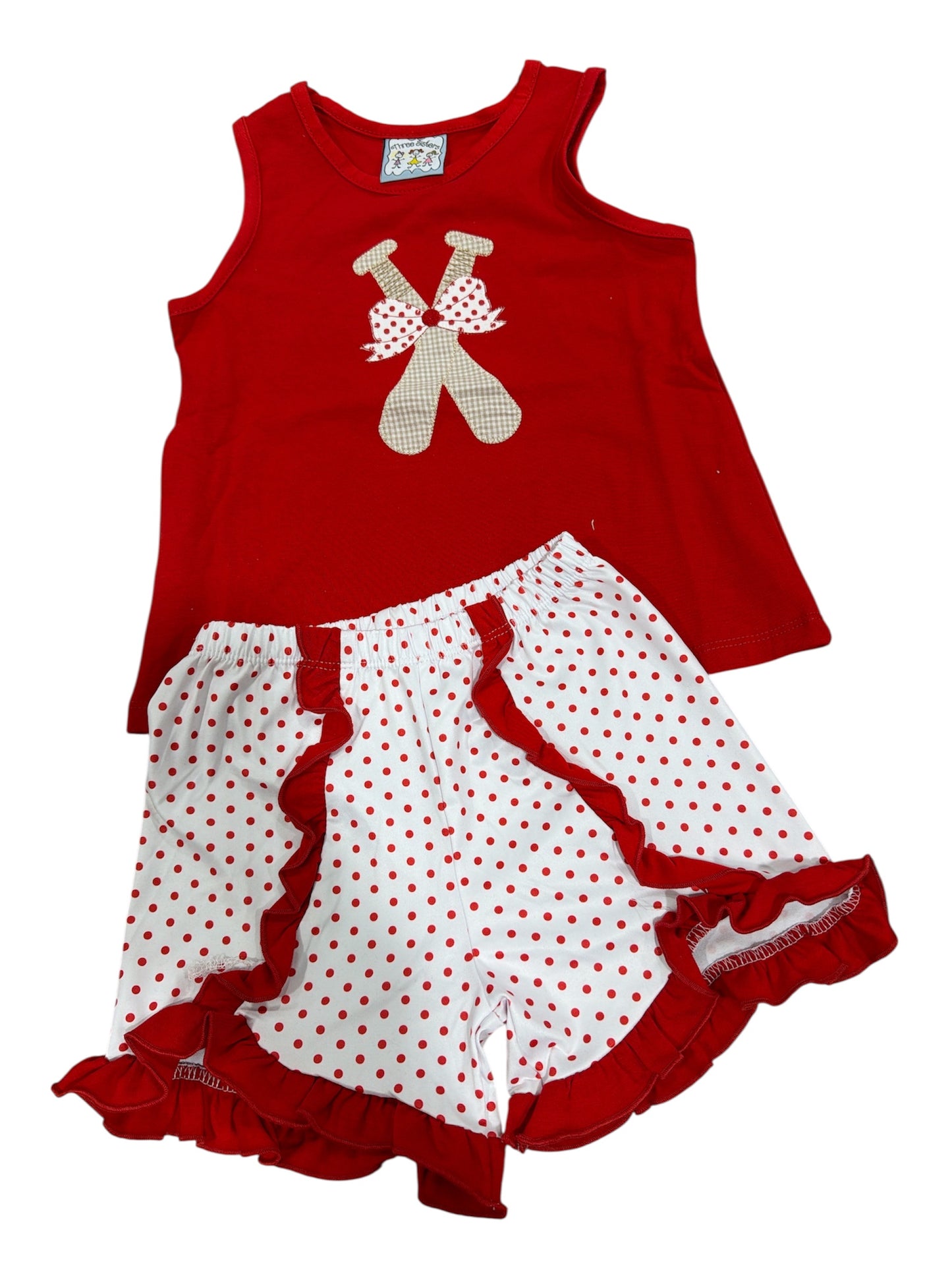 Three Sisters Play Ball Girls Short Set