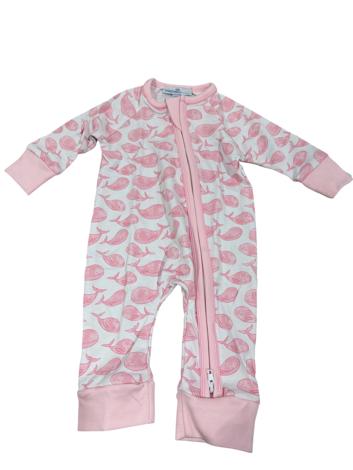 Magnolia Baby Azure Whales Zip Playsuit - Pink