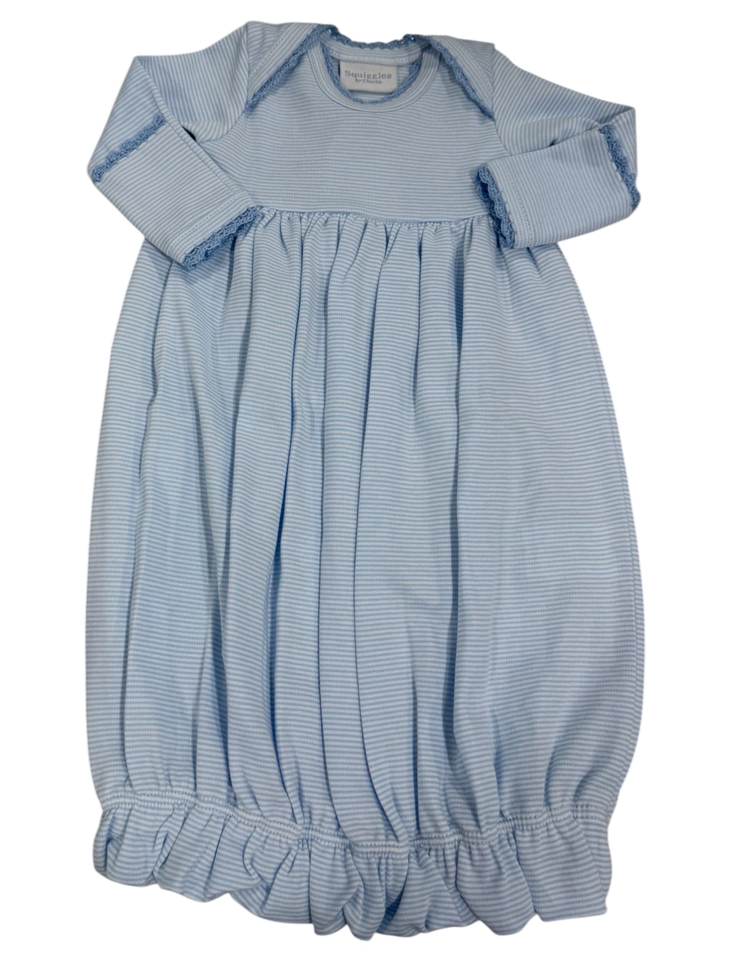 Squiggles Lap Shoulder Gown w/Crochet - Blue