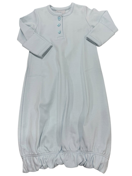 Squiggles Henley Gown With Picot -Blue