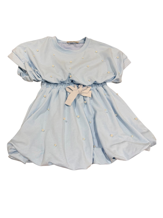 Peach Love Pearl Detail Bubble 2 Pc Outfit - Blue