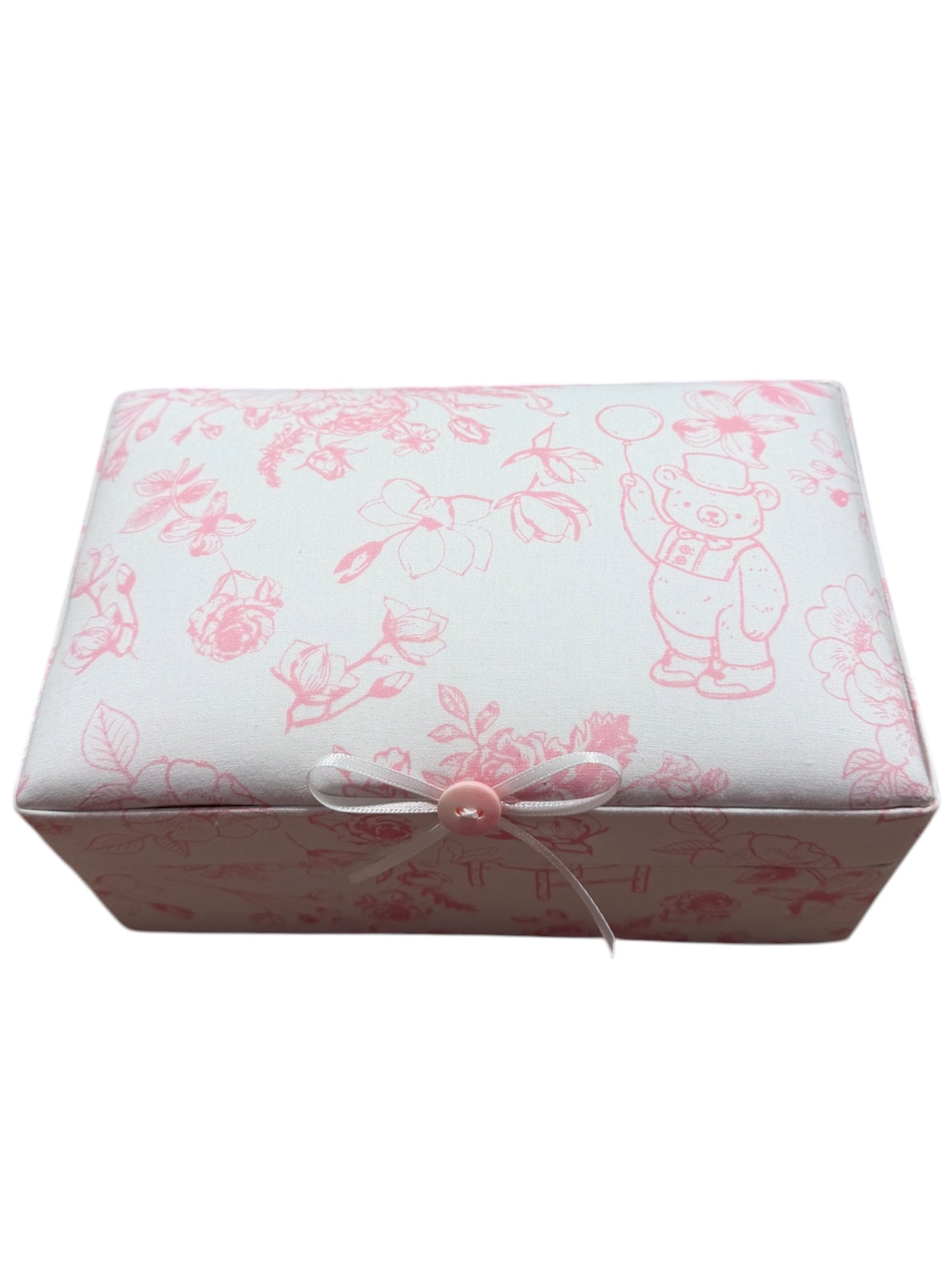 Beary Blossoms Toile Small Baby Keepsake Box