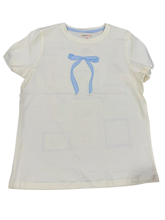 Paper Flowers Embroidery Bow Stamp Graphic Tee
