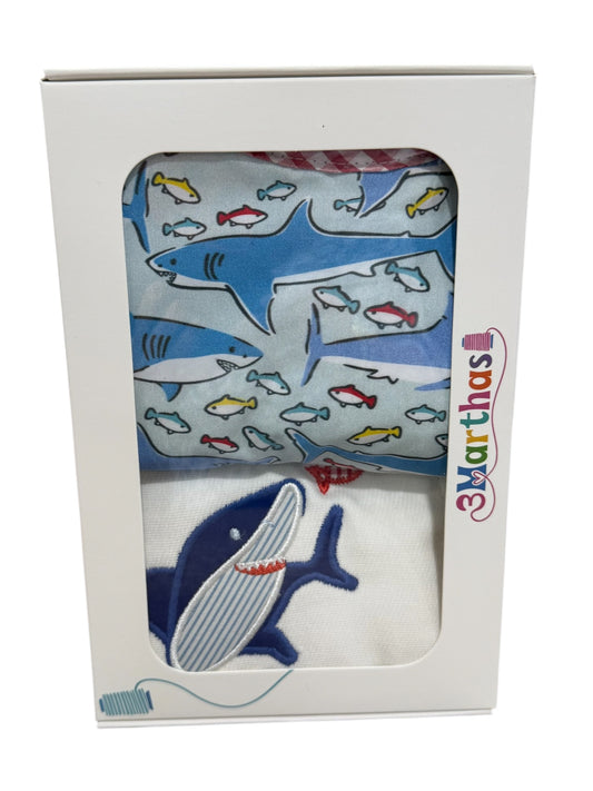 Chomp, Splash, Repeat Shark Bib & Burp Set